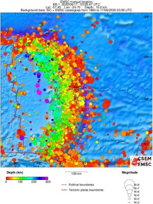 regional depth historical seismicity