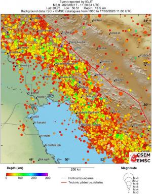 regional depth historical seismicity