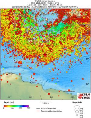 regional depth historical seismicity