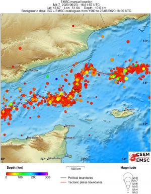regional depth historical seismicity