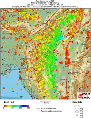 regional depth historical seismicity
