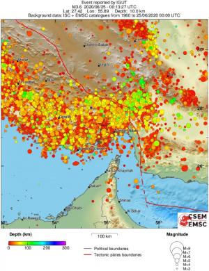 regional depth historical seismicity