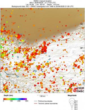 regional depth historical seismicity
