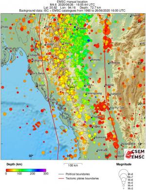 regional depth historical seismicity