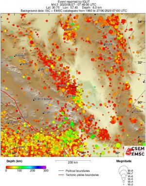regional depth historical seismicity