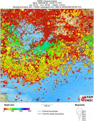 regional depth historical seismicity