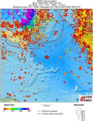 regional depth historical seismicity