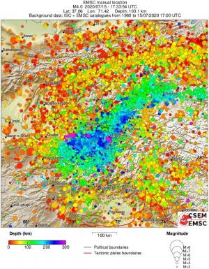 regional depth historical seismicity