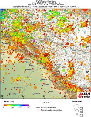 regional depth historical seismicity