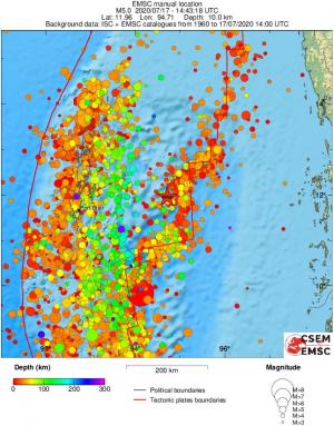 regional depth historical seismicity