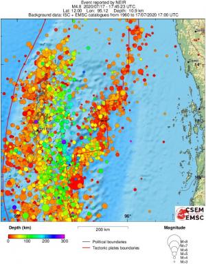 regional depth historical seismicity