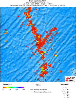 regional depth historical seismicity
