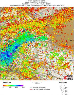 regional depth historical seismicity