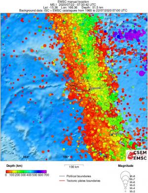 regional depth historical seismicity
