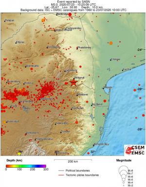 regional depth historical seismicity