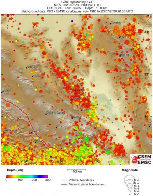 regional depth historical seismicity