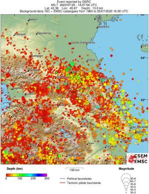 regional depth historical seismicity