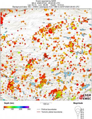 regional depth historical seismicity