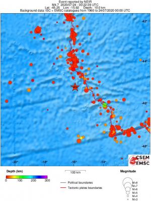 regional depth historical seismicity