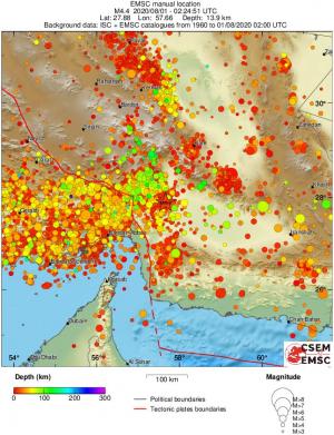 regional depth historical seismicity