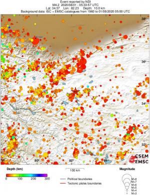 regional depth historical seismicity