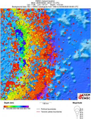 regional depth historical seismicity