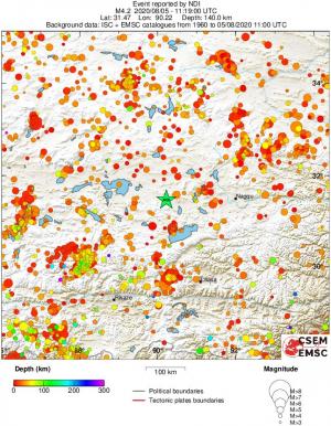 regional depth historical seismicity