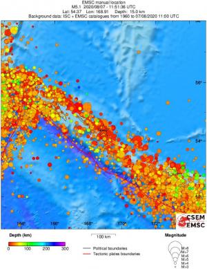 regional depth historical seismicity