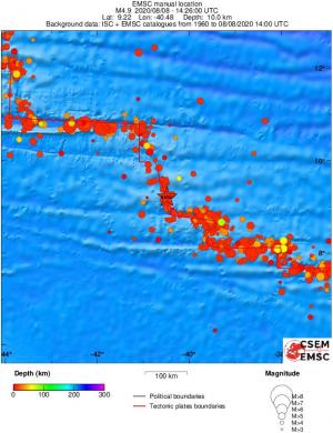 regional depth historical seismicity