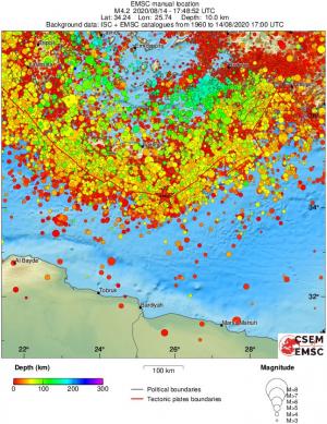 regional depth historical seismicity