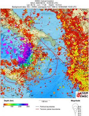 regional depth historical seismicity