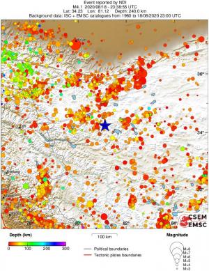 regional depth historical seismicity