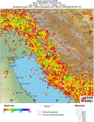 regional depth historical seismicity