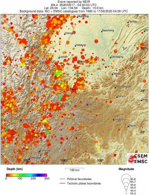 regional depth historical seismicity