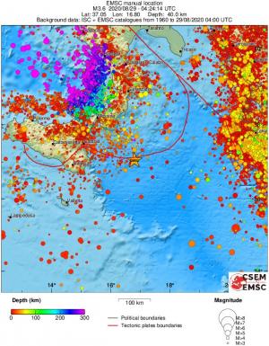 regional depth historical seismicity