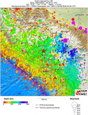 regional depth historical seismicity