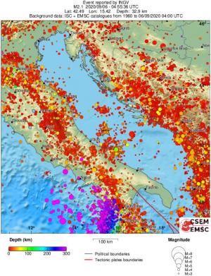 regional depth historical seismicity