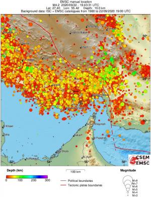 regional depth historical seismicity