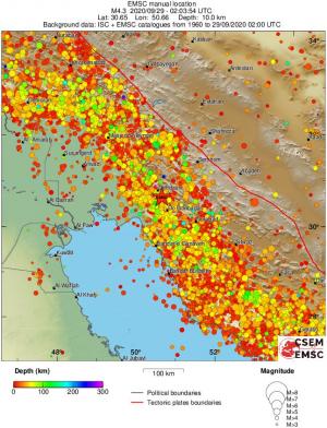 regional depth historical seismicity