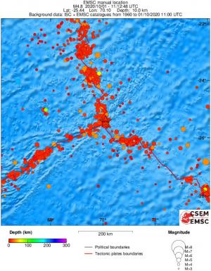regional depth historical seismicity