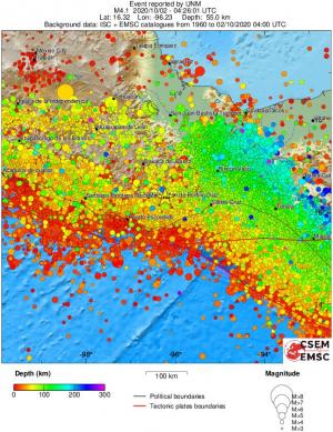 regional depth historical seismicity