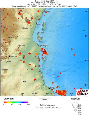 regional depth historical seismicity