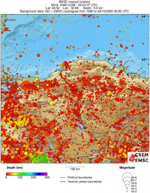regional depth historical seismicity
