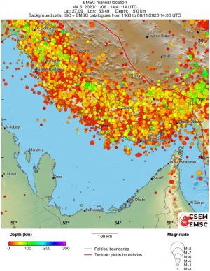 regional depth historical seismicity