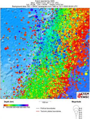 regional depth historical seismicity
