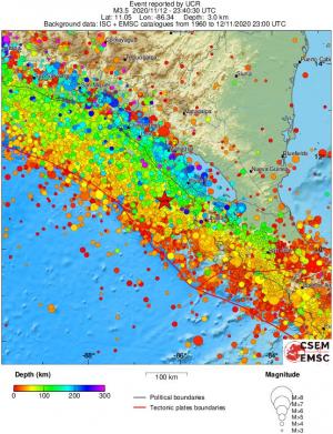 regional depth historical seismicity