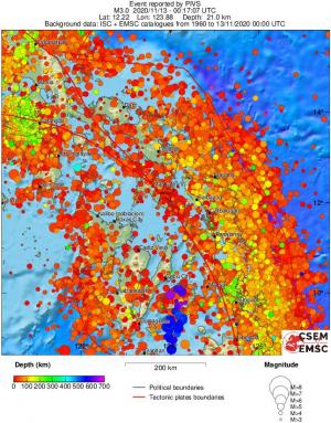 regional depth historical seismicity