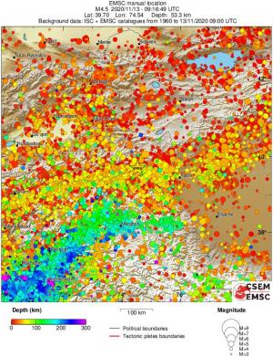 regional depth historical seismicity