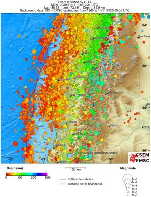 regional depth historical seismicity
