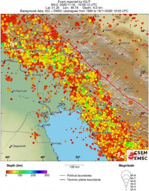regional depth historical seismicity